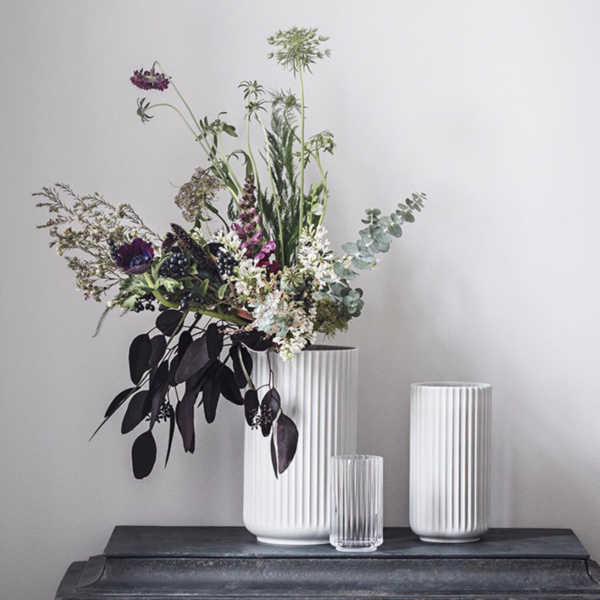 Lyngby Vase 25cm, white glossy